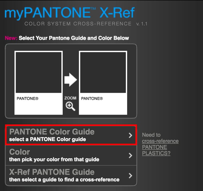 Pantone Cross Reference Guide